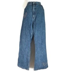 90's Vintage "LA Blues" Embellished High Waist  Baggy Jeans
